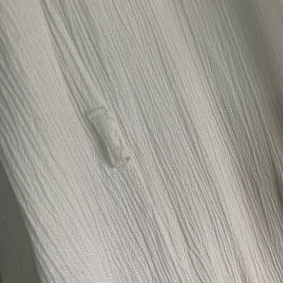 White swim cover up, dress, multicolor fringe, fits Large to 2X - Picture 6 of 10